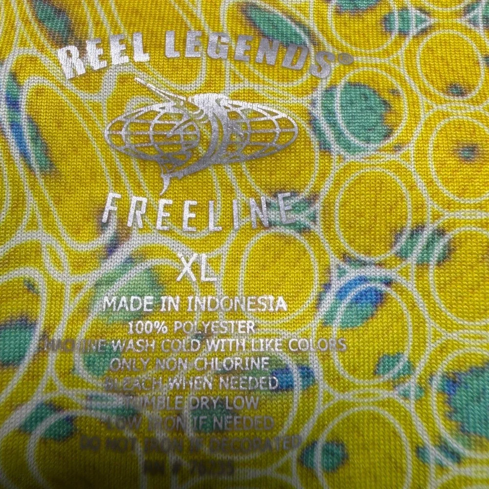 Reel Legends Freeline Mens XL Graphic Print Polo‎ Shirt Blue Collar Fishing